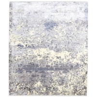 Modern Hand Knotted Silk Grey 8' x 10' Rug