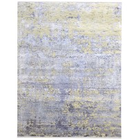 Modern Hand Knotted Silk Grey 8' x 10' Rug