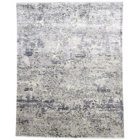 Modern Hand Knotted Wool / Silk (Silkette) Grey 8' x 10' Rug