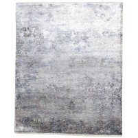 Modern Hand Knotted Wool / Silk (Silkette) Grey 8' x 10' Rug