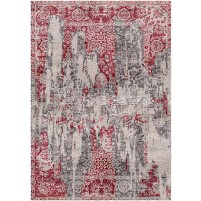 Cherry Red / Sisal Beige Silken Modern 6x9 Rug