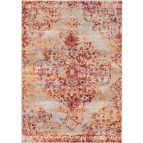 Sanguine Red / Silk Beige Silken Modern 6x6 Square Rug