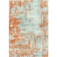 Sienna Orange / Sinbad Blue Silken Modern 6x6 Square Rug