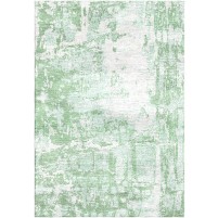 Norway Green / Pearl White Silken Modern 4x6 Rug