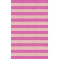 Handmade Pink Peach HSAK06AK12 Stripe Rugs 5'X8'