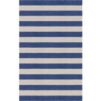 Handmade Silver Navy Blue HSTR-1007  Stripe Rugs 5' X 8'