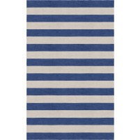 Handmade Silver Navy Blue HSTR-1007  Stripe Rugs 6' X 9'