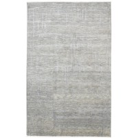 Modern Hand Knotted Wool / Silk (Silkette) Grey 5' x 8' Rug