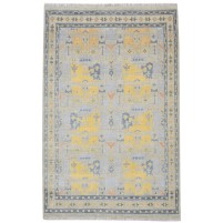 Traditional-Persian/Oriental Hand Knotted Wool / Silk (Silkette) Grey 5' x 8' Rug