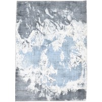 Modern Hand Woven Silk (Silkette) Blue 5' x 7' Rug