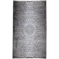 Traditional-Persian/Oriental Jacquard Loom Silk Charcoal 5' x 8' Rug