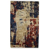 Modern Hand Knotted Wool Black 5' x 8' Rug