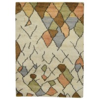 Shag Hand Knotted Wool Cream 4' x 6' Rug