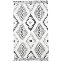 Modern Dhurrie Wool Charcoal 5' x 8' Rug