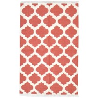 Modern Dhurrie Wool Red 4' x 6' Rug