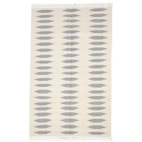 Modern Dhurrie Wool Ivory 4' x 6' Rug