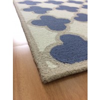 Handmade Wool Modern Ivory/ Blue 5x8 lt1377 Area Rug