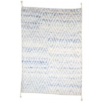 Modern Hand Knotted Wool Blue 5' x 7' Rug