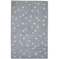 Modern Hand Tufted Wool Blue 5' x 8' Rug