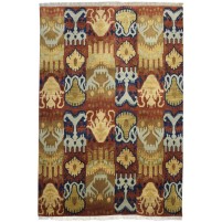 Modern Hand Knotted Wool Rust 4' x 6' Rug