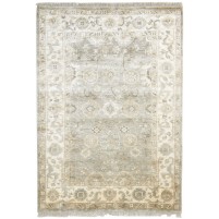 Traditional-Persian/Oriental Hand Knotted Silk (Silkette) Sage 4' x 6' Rug