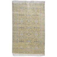 Traditional-Persian/Oriental Hand Knotted Wool / Silk (Silkette) Gold 4' x 6' Rug