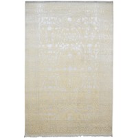 Traditional-Persian/Oriental Hand Knotted Wool / Silk (Silkette) Sand 6' x 10' Rug