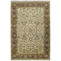 Traditional-Persian/Oriental Hand Knotted Wool Ivory 6' x 9' Rug