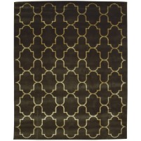 Modern Hand Knotted Wool / Silk (Silkette) Charcoal 8' x 10' Rug