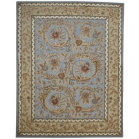 Traditional-Persian/Oriental Hand Tufted Wool Blue 8' x 10' Rug