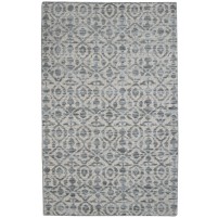 Modern Hand Knotted Wool Grey 5' x 8' Rug