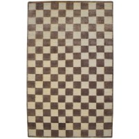 Modern Hand Knotted Wool Brown 5' x 8' Rug