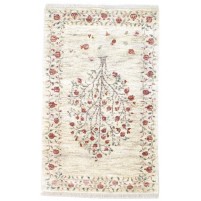 Vintage Hand Knotted Silk Beige 3' x 5' Rug