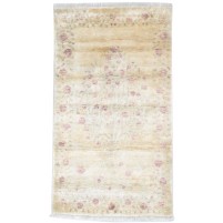 Vintage Hand Knotted Silk Beige 3' x 5' Rug