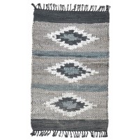 Modern Hand Woven Leather Cowhide Grey 2' x 3' Rug