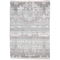 Modern Hand Knotted Wool Grey 5' x 7' Rug