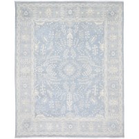 Traditional-Persian/Oriental Hand Knotted Wool Silk Blend Blue 8' x 10' Rug
