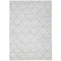 Modern Hand Knotted Wool Silk Blend Ivory 6' x 9' Rug