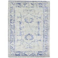 Modern Hand Knotted Wool / Silk Silver 5' x 7' Rug