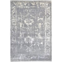 Modern Hand Knotted Wool / Silk Grey 4' x 6' Rug