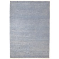 Modern Hand Knotted Wool Blue 6' x 9' Rug