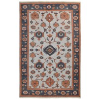 Traditional-Persian/Oriental Hand Knotted Wool Grey 5' x 8' Rug