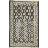 Traditional-Persian/Oriental Hand Knotted Wool Black 4' x 5' Rug