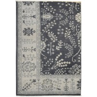 Traditional-Persian/Oriental Hand Knotted Wool Black 4' x 6' Rug