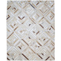 Modern Hand Woven Leather / Cotton Grey 8' x 10' Rug