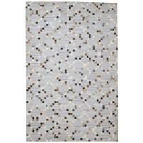 Modern Hand Woven Leather / Cotton Grey 6' x 9' Rug