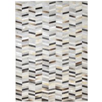 Modern Hand Woven Leather Grey 5' x 7' Rug