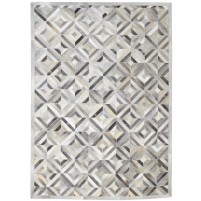 Modern Hand Woven Leather Grey 5' x 7' Rug