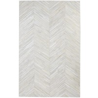 Modern Hand Woven Leather Ivory 5' x 8' Rug