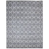 Modern Hand Knotted Wool / Silk (Silkette) Dark Grey 9' x 12' Rug